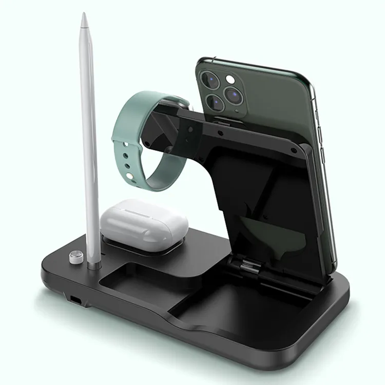Factory Supply Fast Wireless Charging Dock Multi-functional 4 in 1 Wireless Charger for Mobile Phone Watch Earphone