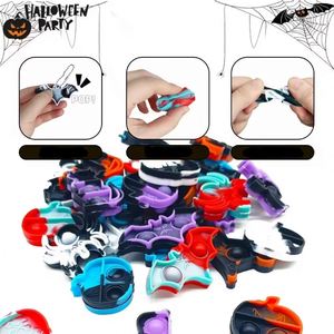 Jouet anti-stress personnalisé - Porte-clés Halloween, jouets anti-stress, bulles en silicone fantôme et citrouille - Fidgets à presser - Product Image 4