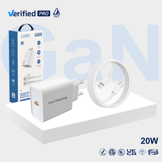 TKT 20W Charger PD Fast GaN Charger Compact Wall EU Plug for for Camera Travel MFi Certified Charger Wholesale Supplier