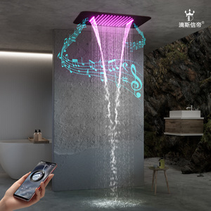 Juego de Ducha Musical LED de Acero Inoxidable Oculto con Ducha de Lluvia en Cascada de 58X38CM para Uso en Apartamentos - Product Image 4