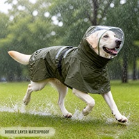 Imperméable pour chien avec capuche transparente détachable, réfléchissant, réglable en 3 directions, trou pour laisse au cou/poitrine, poncho toutes saisons