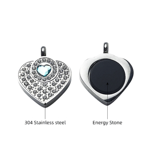 Collar de Salud Bioenergético Cuántico con Colgante de Cristal Azul en Forma de Corazón, Acero Inoxidable 304, Venta al Por Mayor de Fábrica ECAMAZ - Product Image 5