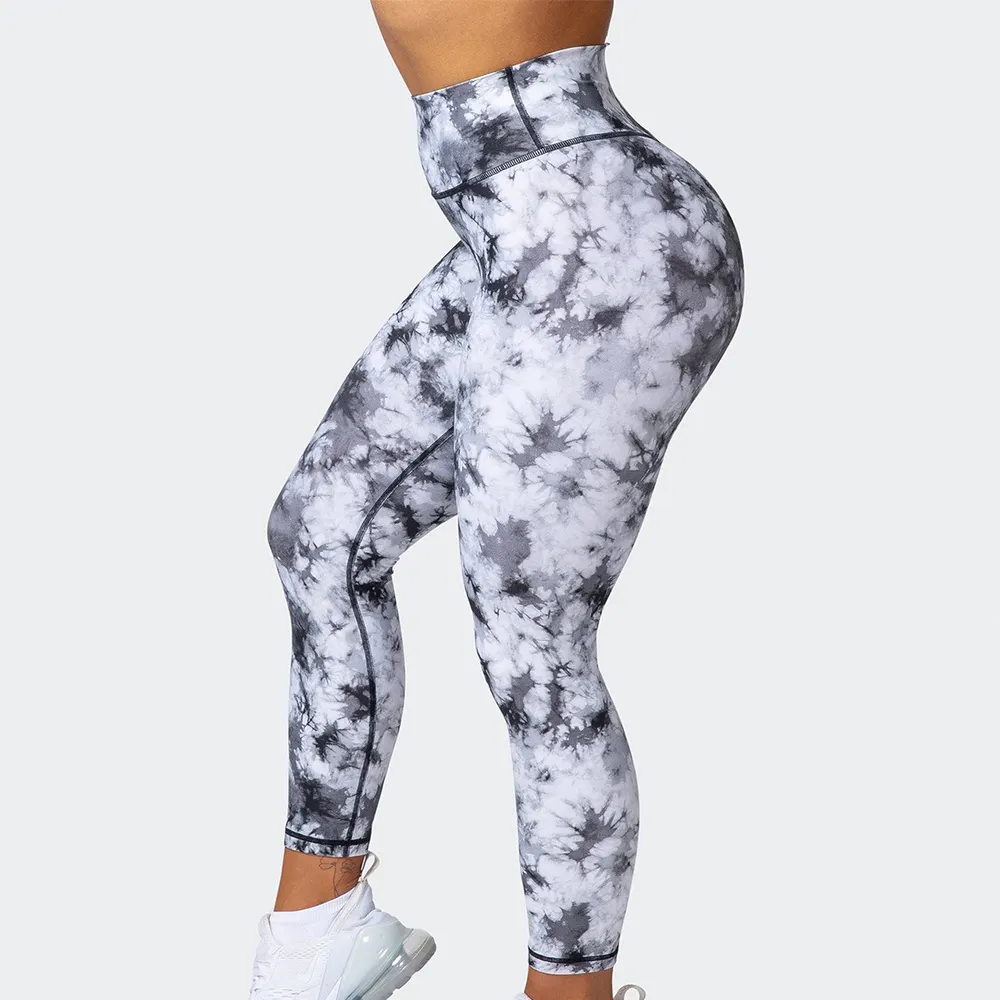 Wholesale Spandex Fashion Women Booty Yoga Pant High Waist Workout Scrunch Butt Tie Dye Leggings
