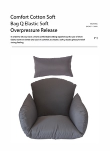 Fauteuil suspendu en rotin PE imperméable avec coussin épais et support métallique pour intérieur, extérieur, balcon, terrasse, détente - Product Image 4