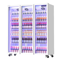 Réfrigérateur-Congélateur Commercial pour Boissons Énergétiques, Vitrine Verticale à Porte Vitrée pour Bars/Restaurants et Hôtels