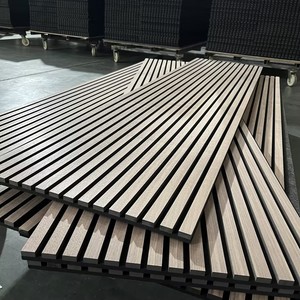 แผ่นไม้ผนังอะคูสติกพร้อมการออกแบบร่อง MDF + ไม้วีเนียร์ไม้แผ่นไม้ระแนงผนังโซลูชันกราฟิก - Product Image 1