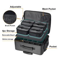 Valise de maquillage professionnelle à roulettes en aluminium avec roulettes pivotantes à 360° °   Roues pivotantes pour valise de maquillage professionnelle