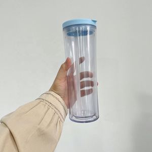 Suitable for Vinyl 20oz Glow in Dark <b>Double</b> <b>Wall</b> Snow Globe Curve Cups Reusable Cup With Straw - Product Image 3