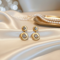 Boucles d'oreilles pendantes rondes vintage Rigato Craft Starburst en or massif plaqué 18 carats pour femme, accessoire de bijouterie quotidienne, vente en gros