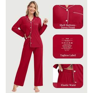 Pijamas de Novia Modales OEM ODM, Ropa de Dormir para Mujer, Pijamas de Bambú Personalizadas para Mujer, Pijamas de Invierno, Fábrica de Ropa de Dormir en Vietnam - Product Image 4