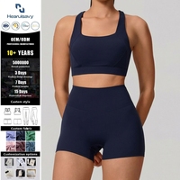 Ensemble de yoga 2 pièces léger pour femme grande taille : brassière de sport à col carré et short cycliste taille haute – Pack de vêtements de sport