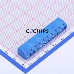 JL301-50010U01 Screw Terminal Block Through hole Component (THT),P=5mm Connector 1x10P 5mm Blue Through Hole - Product Image 1