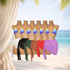 C003 Paréo Triangle en Résille à Strass, Transparent et Ajouré, Cache-Maillot de Plage Sexy <span class=keywords><strong>pour</strong></span> Femme - Product Image 1