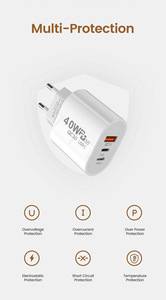 40W <b>USB</b> <b>C</b> Block 4-Port Wall <b>Plug</b> Fast Charging <b>Adapter</b> PD+QC Multicport Power Charger Type <b>C</b> for iPhone16 Mobile Phones Cameras - Product Image 5
