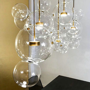 Moderne Foyer <span class=keywords><strong>maison</strong></span> boules <span class=keywords><strong>de</strong></span> verre cristal lustre bureau luminaire suspendu pour restaurant en métal Doré <span class=keywords><strong>de</strong></span> style vintage - Product Image 2