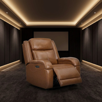Fauteuil inclinable électrique ergonomique en cuir véritable Watson Whitely avec coussin de dossier Wall Hugger et ports de charge - Marron Selle