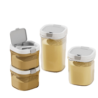 Récipient de stockage de café en plastique PET hermétique avec cuillère magnétique, sans danger pour les aliments, transparent, pour la cuisine