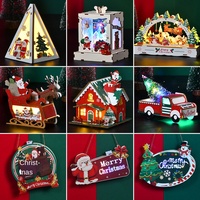 Adornos Colgantes de Madera para la Punta del Árbol de Navidad con Luces, Letrero Minimalista Hecho a Mano para Ventana/Puerta, Funciona con Pilas, LED Cálido
