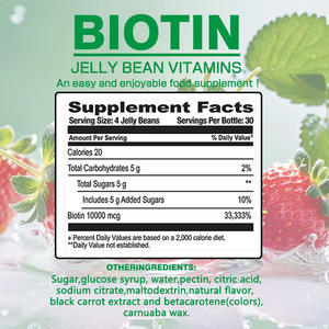 Prival Label 10000MCG Maximum Strength Biotin Gummies Jelly Beans Supports Hair Skin Nails Health for Adult - Product Image 2
