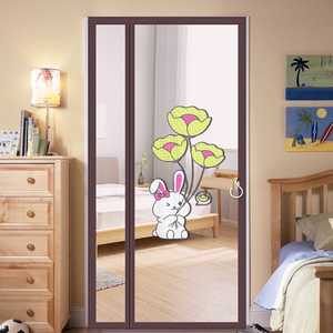 Moustiquaire brodée moderne en maille de 1 mm avec ouverture latérale, panneau de <span class=keywords><strong>porte</strong></span> brodé, <span class=keywords><strong>rideau</strong></span> anti-moustiques <span class=keywords><strong>pour</strong></span> crochets, garantie 1 an - Product Image 1