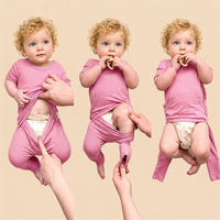 Romper Bayi Premium Organik Berbahan Bambu Bergaris, Lengan Mengembang, Lembut, Baju Bayi Baru Lahir, Set Kado Pakaian Bersertifikasi CPC OEKO-TEX CE