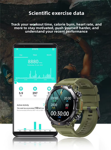 Montre connectée sportive avec écran IPS en alliage de zinc pour iOS, étanche, en silicone, avec fonction musique, météo, fréquence cardiaque, pression artérielle et réponse aux appels - Product Image 4