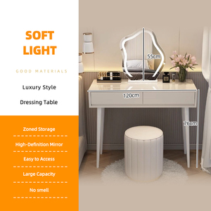 Factory Wholesale Multifunction Bedroom Furniture Wooden Dresser Upscale Bedside <strong>Table</strong> Living <strong>Room</strong> <strong>Dressing</strong> <strong>Table</strong> With LED Light - Product Image 1