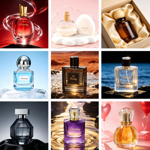 Flacon de parfum de luxe rose 100 ml en verre floqué carré avec pulvérisateur à bouchon serti et capuchons dorés ornés - Product Image 6