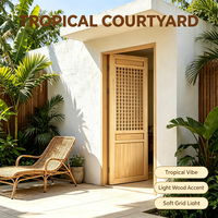 Unpainted Pine Solid Wood Lattice Interior Door Basic Timber Door for Residential Building