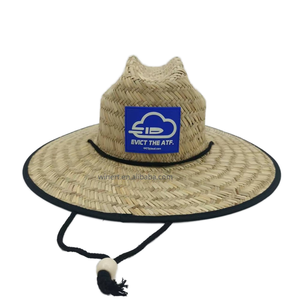 Chapeau <span class=keywords><strong>de</strong></span> soleil durable <span class=keywords><strong>en</strong></span> paille naturelle avec doublure imprimée personnalisée, large bord et sangle <span class=keywords><strong>de</strong></span> menton réglable pour la <span class=keywords><strong>plage</strong></span> et la pêche - Product Image 1