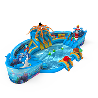 Parc aquatique gonflable commercial avec toboggan aquatique et piscine pour enfants et adultes Parc aquatique au sol gonflable personnalisé sur le thème de l'océan