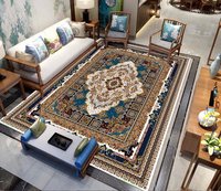 Tapis d'intérieur pliable en polyester imprimé, résistant aux taches, adapté aux animaux domestiques, fabriqué à la machine par OEM, pour le salon.