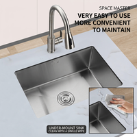 Évier de cuisine monobloc en acier inoxydable poli 201/304 de haute qualité, à cuve unique, grande capacité, robuste