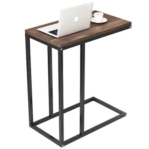 Table de chevet en bois et en métal, meuble de salon, bureau d'ordinateur