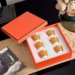 Ensemble de 6 tasses à thé rétro personnalisées en porcelaine fine, motif cheval, style arabe, mode minimaliste, idéal comme cadeau - Product Image 2