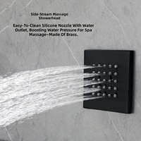 Kit de douche LED encastré au plafond, design moderne haut de gamme, finition brossée, avec mitigeur thermostatique en laiton, douchette multi-jets et douchette à main, ensemble complet