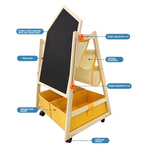 Pizarra Magnética <span class=keywords><strong>de</strong></span> Doble Cara con Marco <span class=keywords><strong>de</strong></span> Madera, Altura Ajustable, para <span class=keywords><strong>Juegos</strong></span> Educativos - Product Image 6