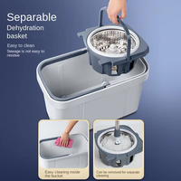Ensemble serpillière et seau en microfibre écologique en acier, pas cher, avec rotation à 360° pour le nettoyage des sols (vente en gros)