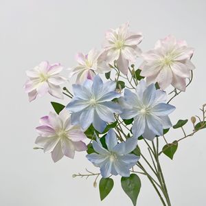 Fleurs artificielles de clematis, branche unique en soie, haute simulation, pour décorations de mariage et de maison - Product Image 2