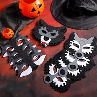 12 pièces Masque d'animal loup pour enfants Costume Masque en feutre demi-visage Masque de fête d'anniversaire loup Fournitures pour Halloween