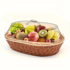 <span class=keywords><strong>Panier</strong></span> alimentaire ovale en plastique PP avec couvercle en acrylique pour le rangement à domicile de <span class=keywords><strong>légumes</strong></span>, <span class=keywords><strong>fruits</strong></span>, pain <span class=keywords><strong>et</strong></span> autres aliments - Product Image 3