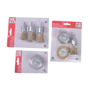 מכירה לוהטת עגול קטן נירוסטה פליז חוט מברשת סט 6pcs חדש שטוח מעוות שוחקים חוט יד מברשת - Product Image 6