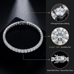 Bracelet Tennis de Luxe en Moissanite Couleur D VVS1, en Argent Sterling S925 Nano Plaqué, Chaîne Hip Hop Iced Out pour Femme et <span class=keywords><strong>Homme</strong></span>, Cadeau - Product Image 2