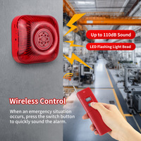Alarma Sonora de Alta Decibilidad con Luz Roja, Control Remoto Inalámbrico Transfronterizo de 433.92MHz, Certificación CE, AC/DC 12V/24V, Alcance de 200m