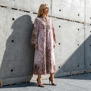 Robe Abaya décontractée en polyester uni personnalisée pour femmes musulmanes, fournie par un grossiste en Chine - Product Image 1