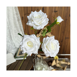 Flores Artificiales Jinxi, Rosas de Seda con 4 Cabezas y Diamantes, Decoraciones para Bodas, Exteriores y Hogar - Product Image 4