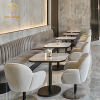 Mobilier Moderne Design Gris Marbre Commercial Carré Velours Hôtel Café Restaurant Table et Chaise Banquette Banquette Sièges