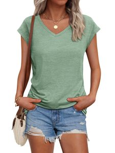 Camisetas florales de manga corta con cuello en V para mujer, blusas bohemias para todas las estaciones, para profesores y trabajo - Product Image 3