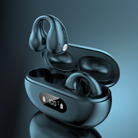 BH12 TWS earphone konduksi udara 5.3, Headset telinga terbuka tahan Air klip telinga nirkabel headphone konduksi tulang keluaran
