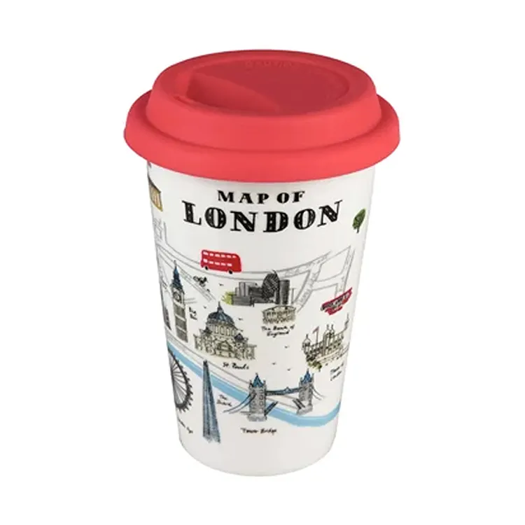 Wholesale Best Coffee Mug Sublimation Travel Mug 400ml New Bone China Coffee Mug with Lid and Holder